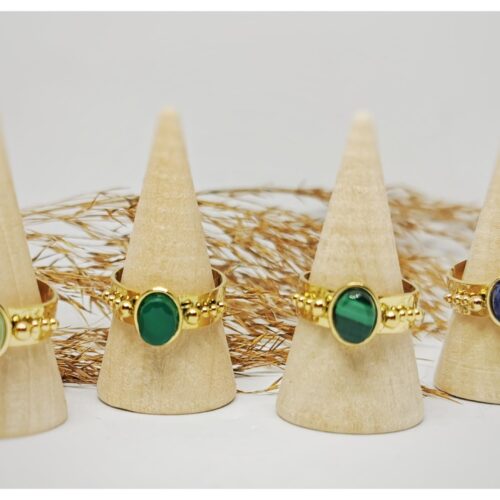 bague pierre naturelle acier doré ethnique