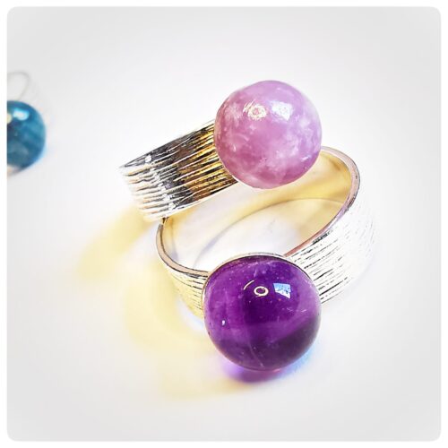 Bague Glow, lépidolite ou améthyste