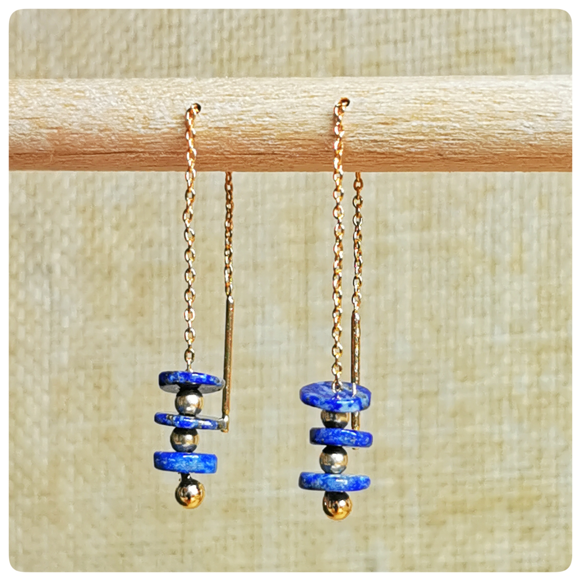 Chaine fine, traversante ou non, lapis lazuli