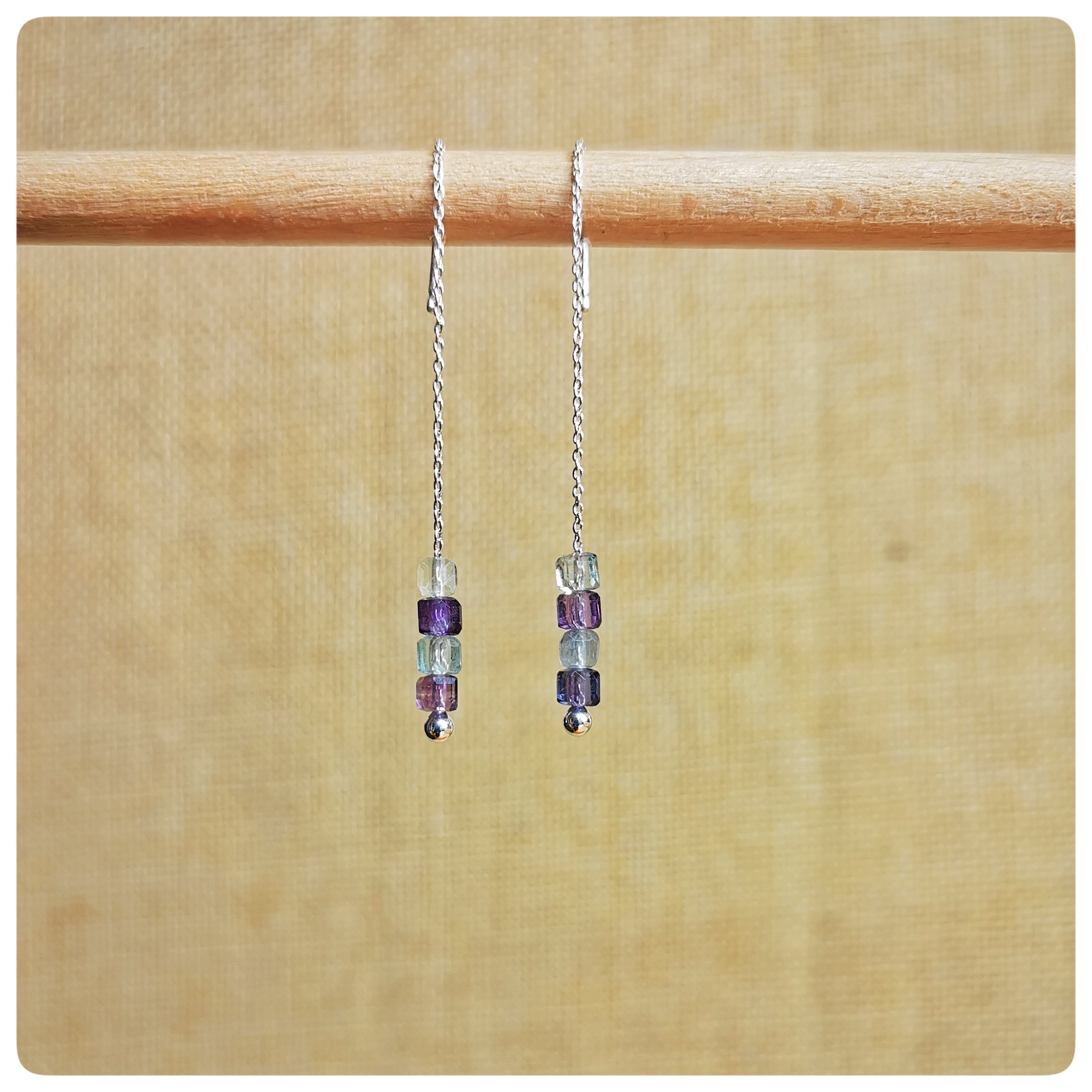 Boucles chaîne fine avec fluorite